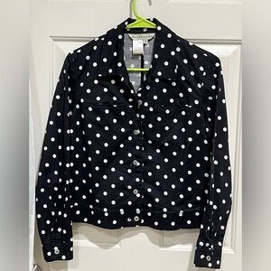 DAVID BROOKS PETITES Black & White Polka Dot  VINTAGE Jacket WOMENS M